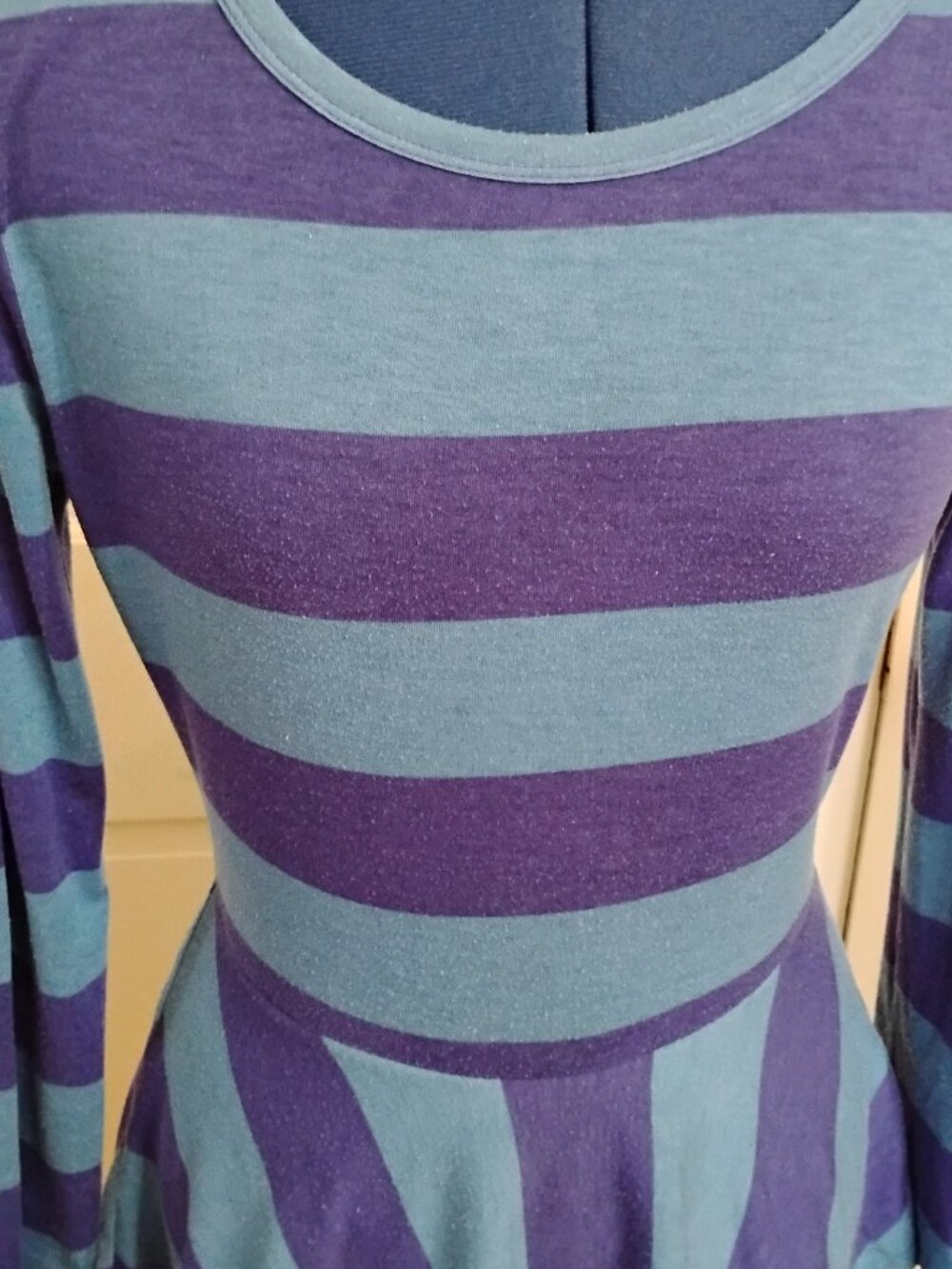LuLaRoe Blue Stripe Georgia Dress - Picture 4 of 6